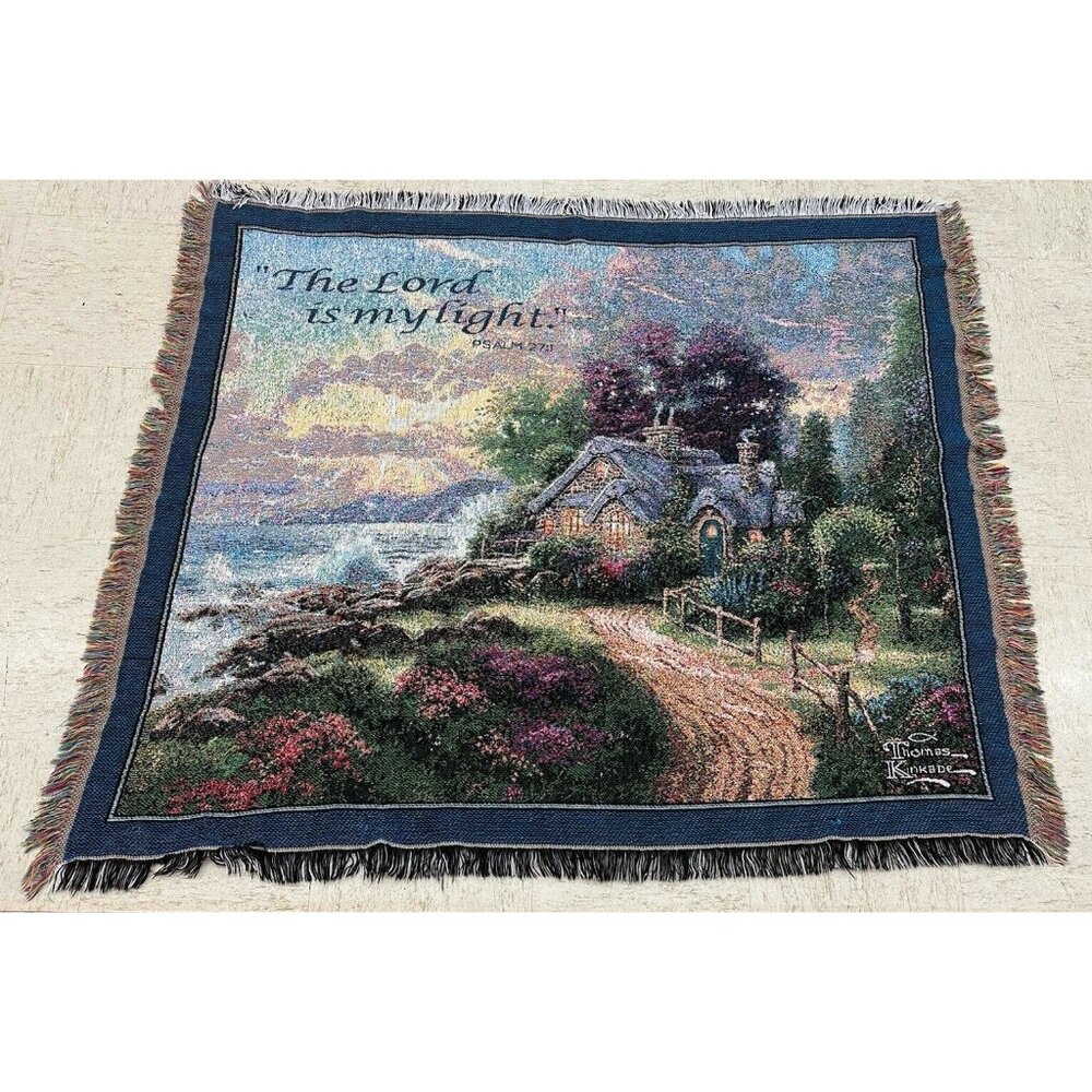 Thomas Kinkade The Lord Is My Light Afghan Throw Blanket Psalm 27:1 ~55x44